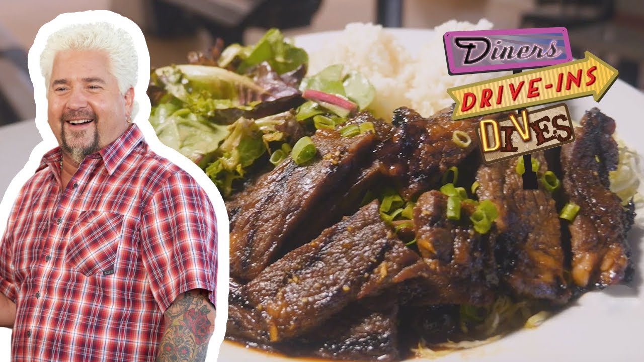 Guy Fieri Eats "OutOfBounds" Kalbi Short Ribs Diners, DriveIns And