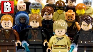 YouTube thumbnail: Every Lego Anakin Skywalker Minifigure Ever!!! Rare Light-up Anakin | Collection Review