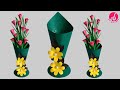 😱 (Day -5) 7 Day's Paper Craft Challenge|| DIY Paper Flower Vase || Handmade Flower Vase