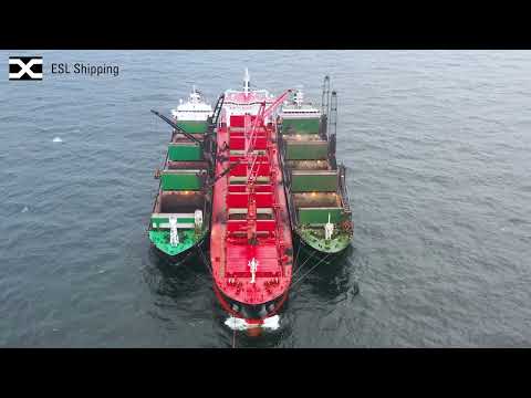 Double lightering of Arkadia at Helsinki anchorage