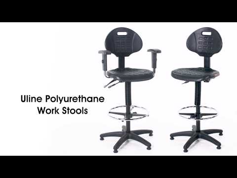 Deluxe Work Stool with Adjustable Arms - Vinyl, Black H-6991BL - Uline