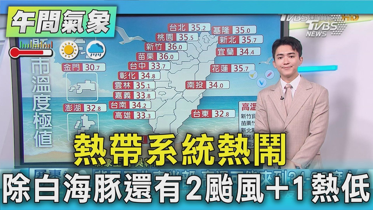 天氣/熱帶系統熱鬧 除白海豚還有2颱風+1熱低|氣象主播 吳軒彤|午間氣象|TVBS新聞20260810 @TVBSNEWS01