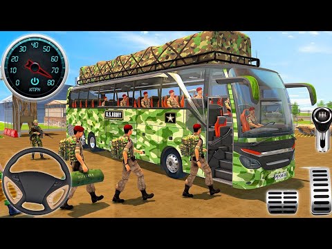 🔴US Army Bus Driving Simulator Game - Army Transporting military squad Driving 3D - Andriod Gameplay