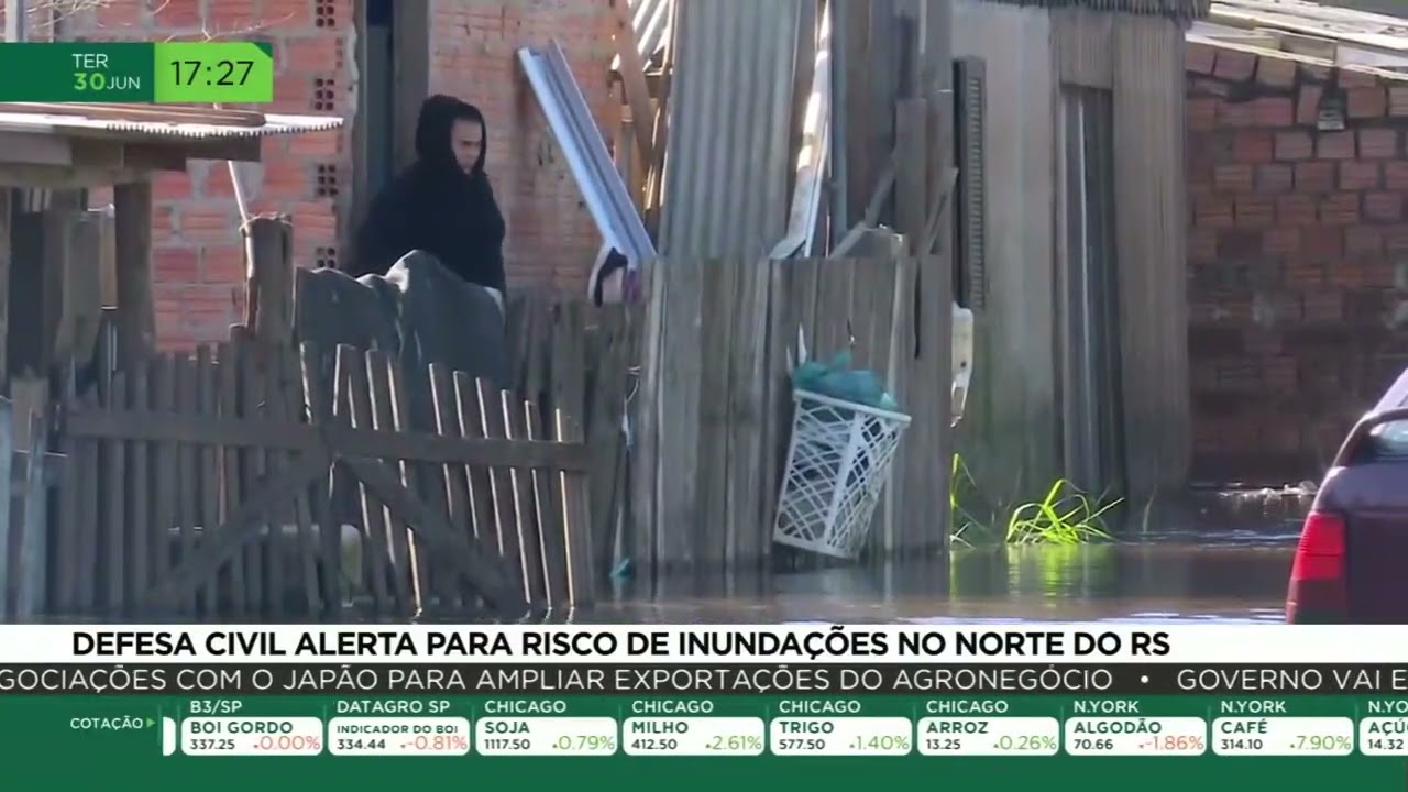 Defesa Civil alerta para risco de inundações no norte do Rio Grande do Sul