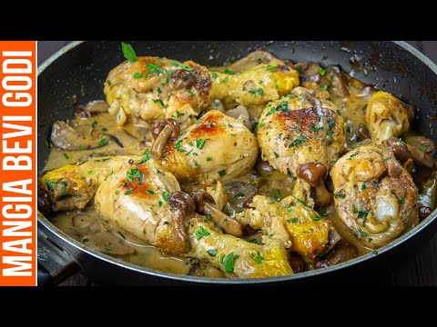 Chicken legs with mushrooms