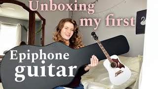 Video thumbnail for UNBOXING MY FIRST EPIPHONE GUITAR! (most beautiful guitar i’ve ever seen!) by Jenny Margaret