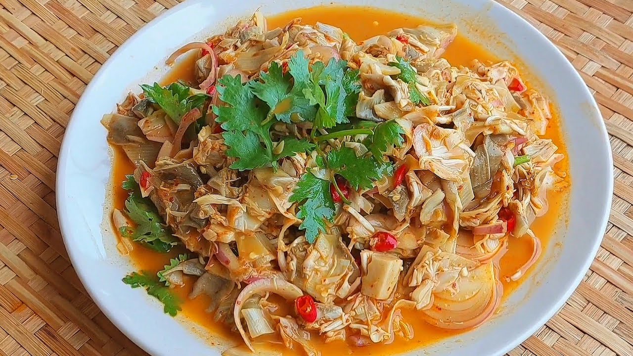ยำหัวปลีโบราณ อาหารไทย สูตรอาหารภาคใต้