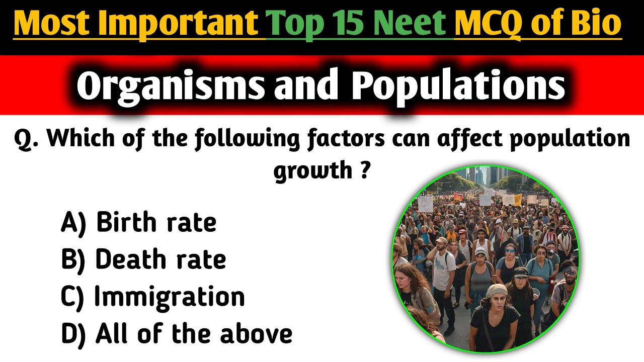 Neet 2025 Biology MCQs | Organisms and Populations Most Important Neet MCQs | biology quizs