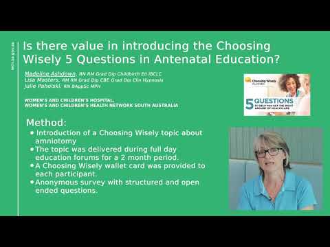 Is there value in introducing the Choosing Wisely 5 Questions in antenatal education?