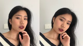 holiday red lip makeup - monolids //
