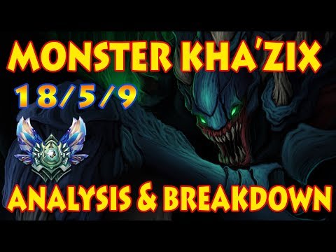 MONSTER FED KHA'ZIX BREAKDOWN ANALYSIS FULL GAMEPLAY: DIAMOND SOLOQ [Patch 7.16]