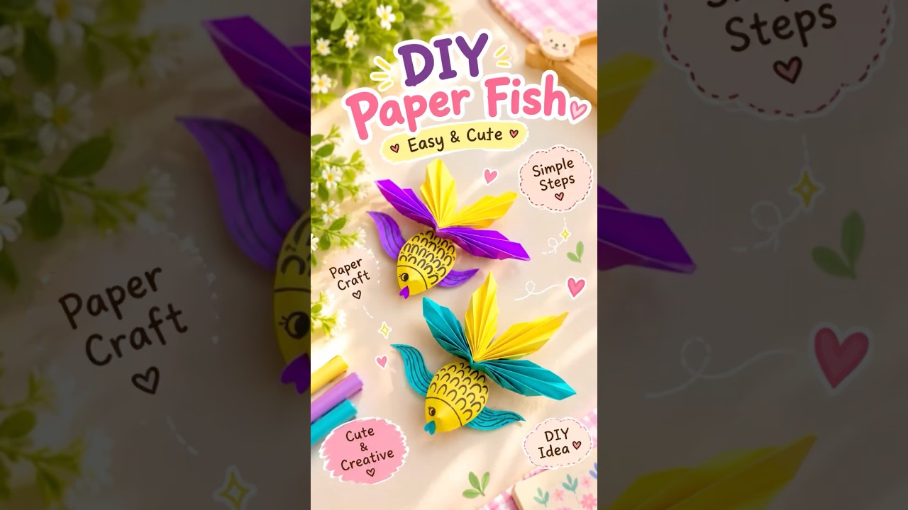 🎀✨DIY Paper Fish 🐟💗| It’s  me Hana|Easy & Cute Paper Craft | #Shorts