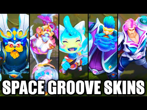 All New Space Groove Skins Spotlight Teemo Ornn Nami Lissandra Gragas TF Taric (League of Legends)