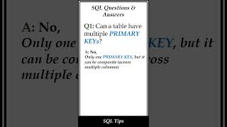 Can a Table Have Multiple PRIMARY KEYs? 🤔 | SQL Interview Tips#sqlinterviewquestions #sqlshorts