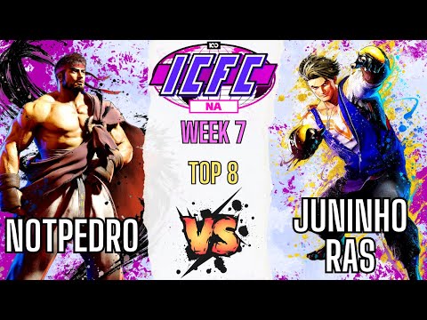 SF6 👊 NotPedro (Ryu) vs Juninho-Ras (Luke) 👊 ICFC NA SF6 Summer 2023 Week 7 - Top 8 - Losers Q.