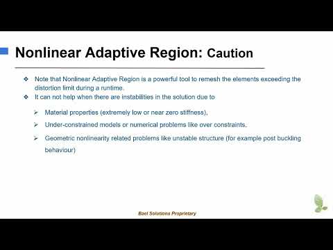ANSYS: Nonlinear Adaptive Region cautions limitations