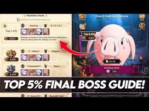 *GLOBAL PLAYERS* Top 5% 5600+ Points Guide! Final Boss Hawk! (7DS Guide) 7DS Grand Cross