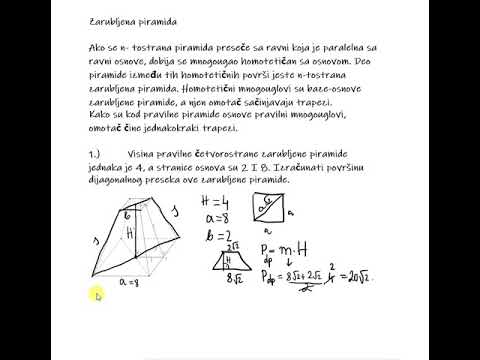 Pravilna četvorostrana zarubljena piramida- površina dijagonalnog preseka
