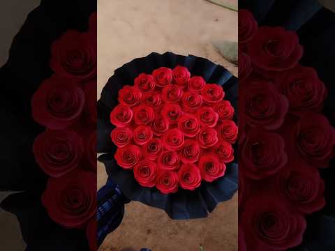 easy paper rose flower bouquet making #shorts