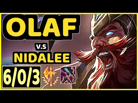 OLAF vs NIDALEE - 6/0/3 KDA JUNGLE GAMEPLAY - NA Ranked GRANDMASTER