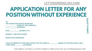 Application Letter for Any Position Without Experi