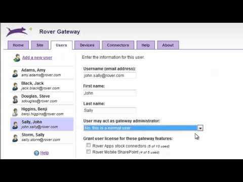 Rover Gateway Tutorial, User Management video