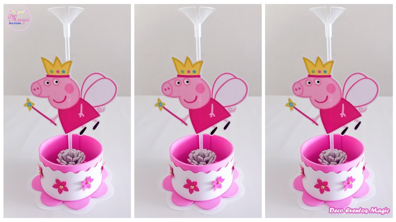 ¿Cómo hacer un centro de mesa tematica Peppa Pig / How to make a Peppa Pig themed centerpiece