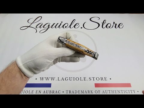 Laguiole Knife with Corkscrew Double Plates - Olivewood Handle