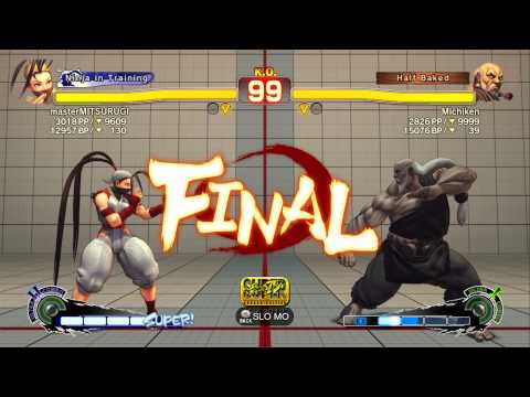 SSF4:A.E. :masterMITSURUGI vs Michiken. 1st 3matches on XBL.