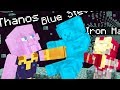 THANOS vs IRON MAN and BLUE STEVE! (Minecraft PE Endgame)