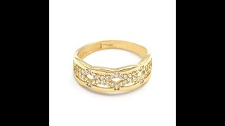 Zlatý prsten vlnky s oky se zirkony 2,78g