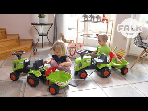 Sparkbil FALK Traktor med trailer, kratta och skyffel Baby Claas