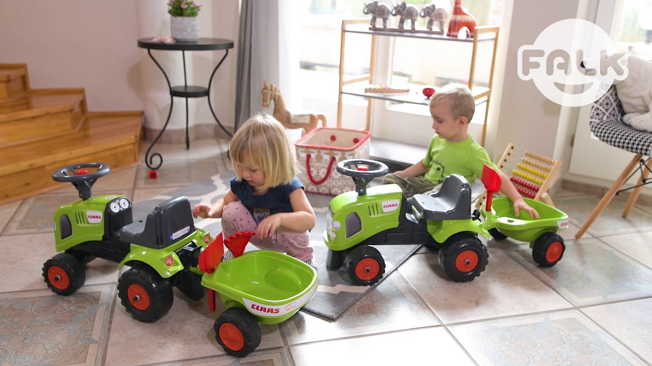 FALK – Detské odrážadlo Baby Claas s vlečkou, lopatkou a hrabličkami