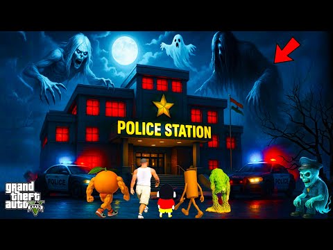 Franklin & Shinchan Found Horror Police Station with Ghosts & Brainrot Animals in GTA 5 | Telugu