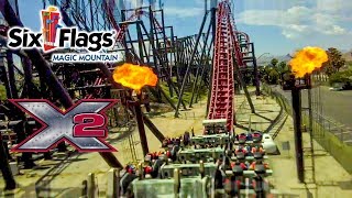 June 2019 X2 Roller Coaster On Ride Front Seat HD  POV Six Flags Magic Mountain