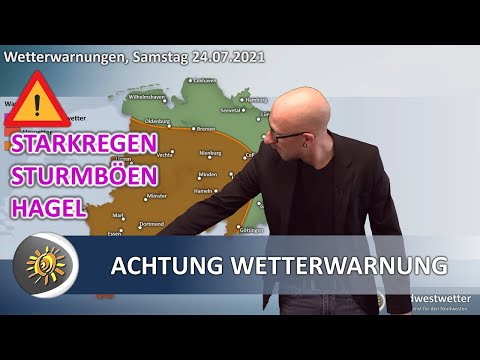 Unwetterinformation für NRW & Niedersachsen - Tief Dirk bringt Starkregen & Gewitter in den Westen.
