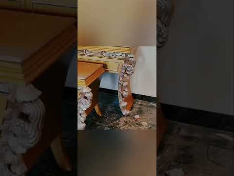 Beige 5 seater teak wood modern sofa set