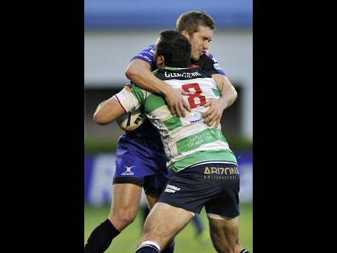Cory Hill picks and dives over for Try - Benetton Treviso v Dragons 12th April 2014