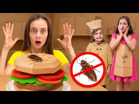 Kids Built a Secret Cardboard cafe in their Room