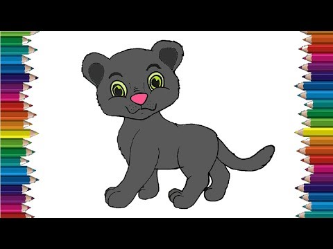 How to draw a cute Panther easy - Cartoon Black...
