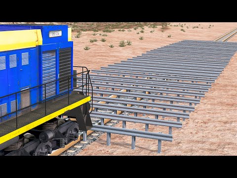 Trains vs Numerous Guardrails – BeamNG.Drive