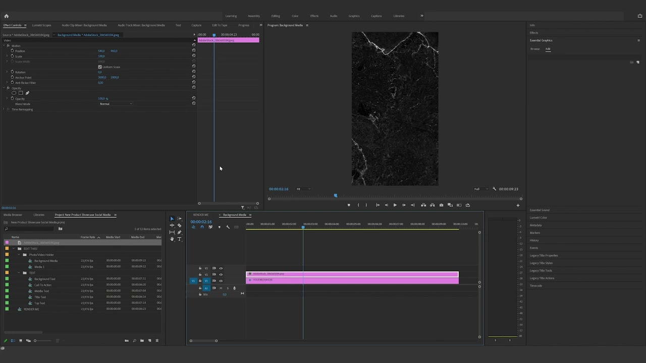 How to edit the New Product Showcase Social Media in Premiere Pro