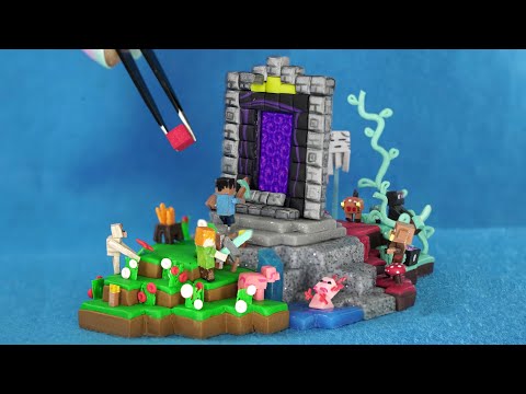 Making Tiny Minecraft Nether Portal - clay ASMR