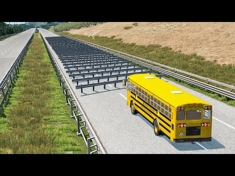 Cars vs Numerous Guardrails – BeamNG Drive