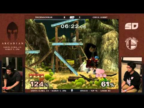 Norcal Arcadian 2016 - TheCrimsonBlur (Marth) vs Cereal Rabbit (Kirby) - Top 96: LR5