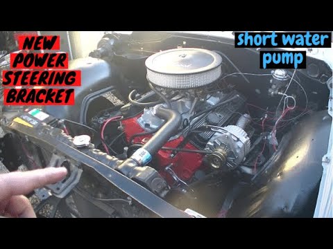 Chevy small block power steering brackets install with a short water pump
