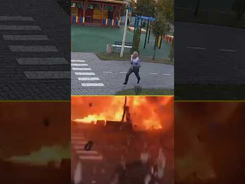 GUERRA UCRANIA: ¡Por los pelos! Un hombre se libra de un dron ruso cerca de Kiev #shorts
