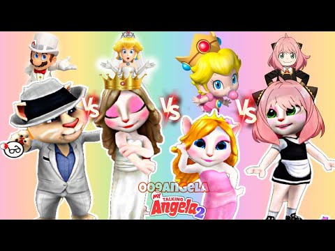My Talking Angela 2|New Year Update Gameplay|Angela Vs Mario Vs Peach Vs Anya Forger vs Baby peach 🍑