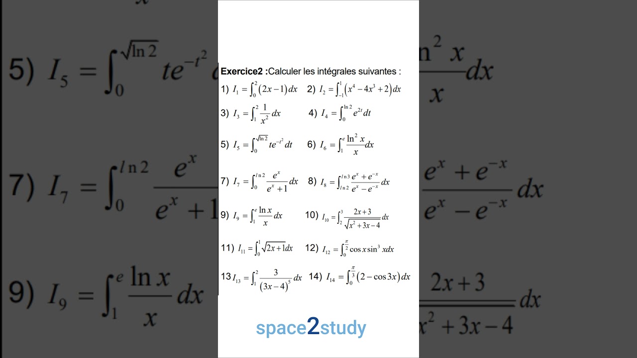 Exercice 2 - Calculs intégrales - 2BAC - Exercices corrigés - 2205 - @space2study