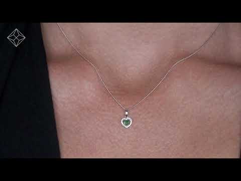 Stellato Emerald and Diamond Heart Necklace in 9K White Gold - G4152